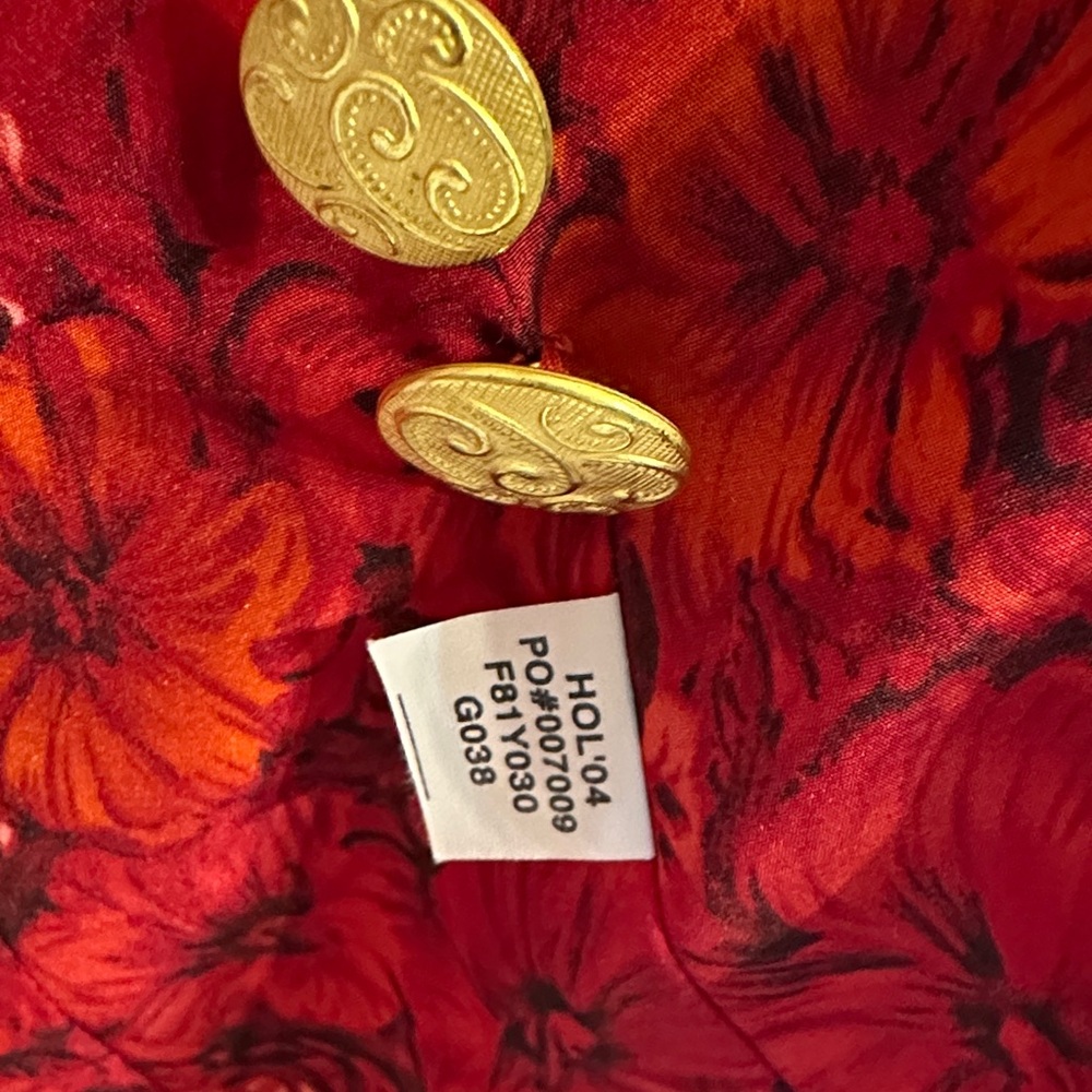 Handmade Velvet Blazer – Orange, Gold Buttons, Floral Lining, vintage charm. - Picture 3 of 15
